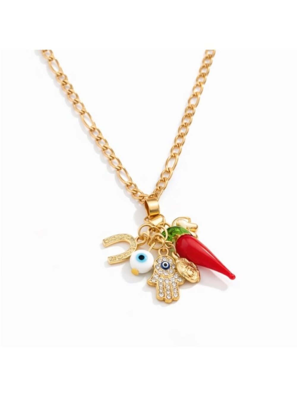 New! Gold Chili Pepper Charm Stack Necklace (1027) NWOT